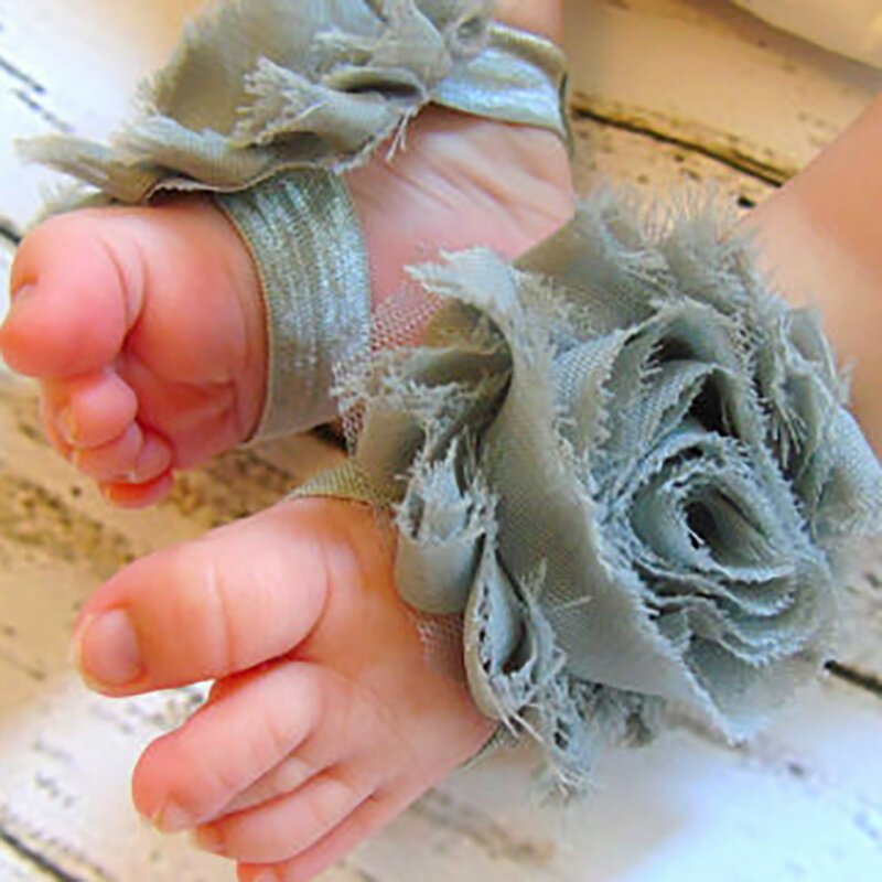 Chaussures en mousseline de soie pour bébés, sandales à fleurs, pieds nus, accessoires mignons pour bébés filles nouveau-nés tout-petits, nouvelle collection