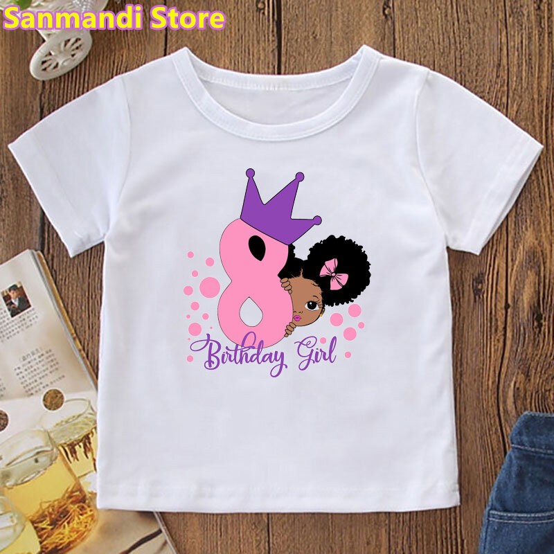 New achten/neunten/10th Geburtstag Geschenk für Mädchen T-shirt Kinder Kleidung Sommer Tops T Shirt Melanin Poppin T hemd Kinder Kleidung
