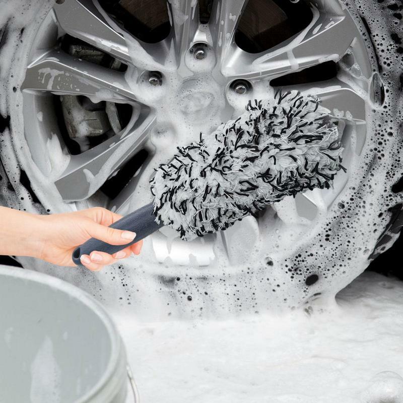 Car Wash Super Brush Plush Premium Wheels Brush Non-Slip Handle Easy To Cleaning Rims Spokes Wheel Brush Car Wash Accessories