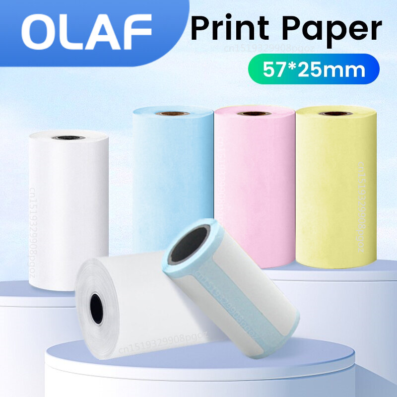 Rollos de papel adhesivo térmico para impresora Mini, adhesivo de 57x25MM para impresión instantánea de cámara de niños, repuesto de papel de impresión