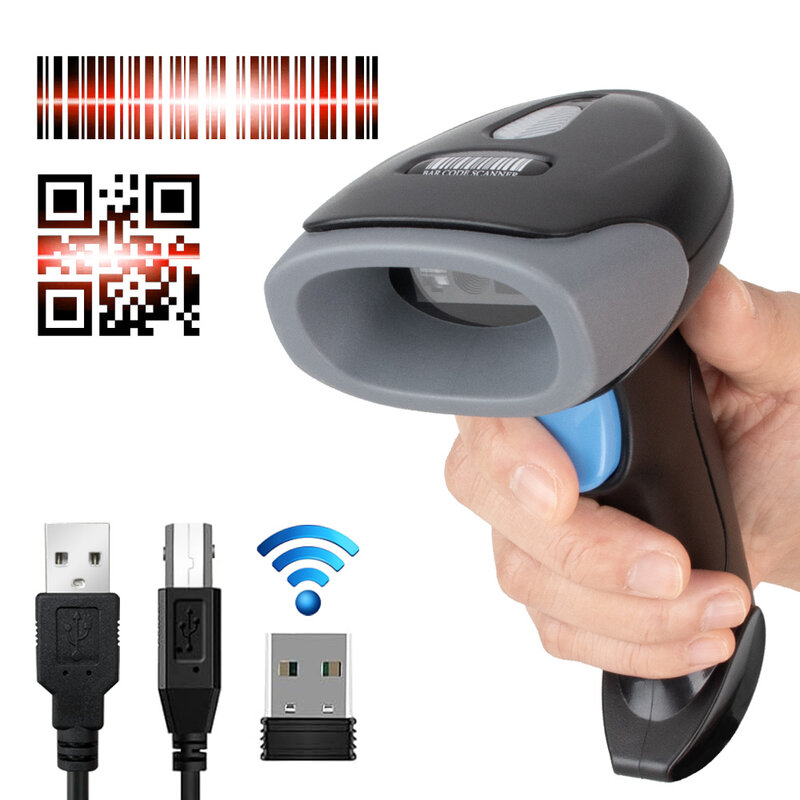 1D/2D Supermarket Barcode Reader USB Wired/Wireless 2.4G Handheld Bar Code QR Code Scanner CMOS Image High-speed Decoding U26