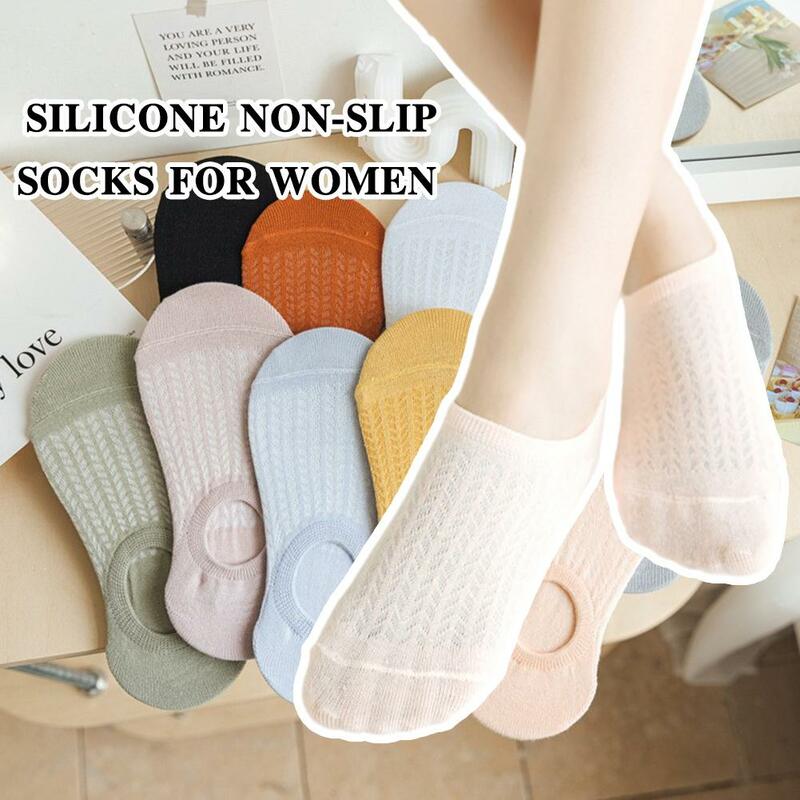 1pair Women's Summer Socks Invisible Boat Socks Mujer Invisible Socks Ankle Cotton Female Non-slip Ankle Silicone Low Chaus X9G2
