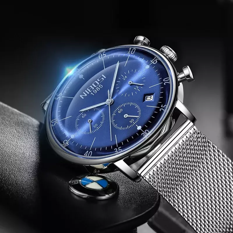 Nibosi-relógio de pulso masculino de quartzo, marca de luxo, à prova d'água, com cronógrafo, esportes, moda, para homens
