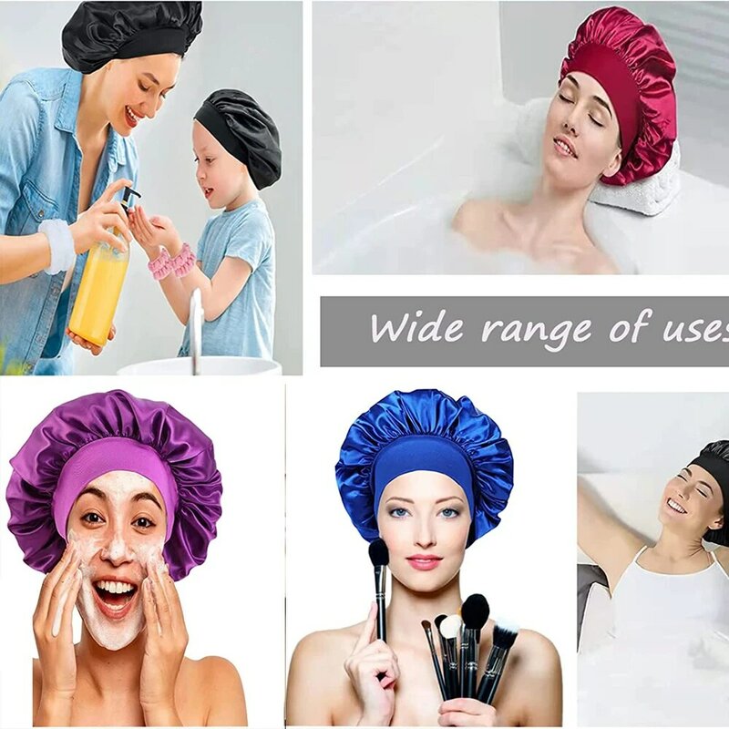Женские головные уборы для ночного сна, шелковая шапочка, атласная двухслойная Регулируемая головная уборка, шапка для завивки, весенние аксессуары для укладки волос