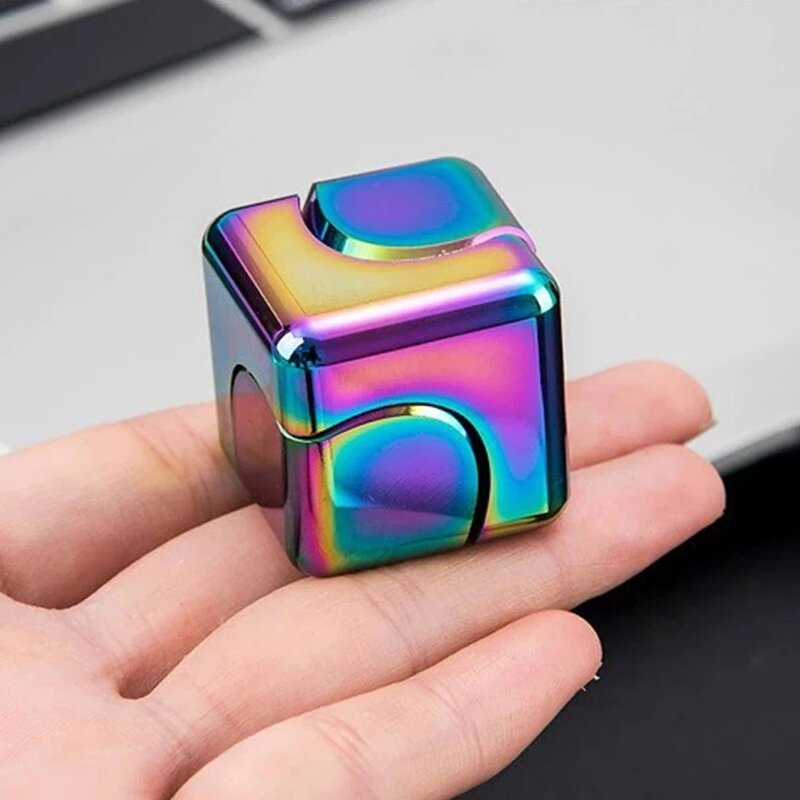 Metal Cube Fingertip Spinner, Descompressão, Spinning Tops, Anti-Ansiedade, Mão Fidget, Ventilação Brinquedos, Flipo Flip