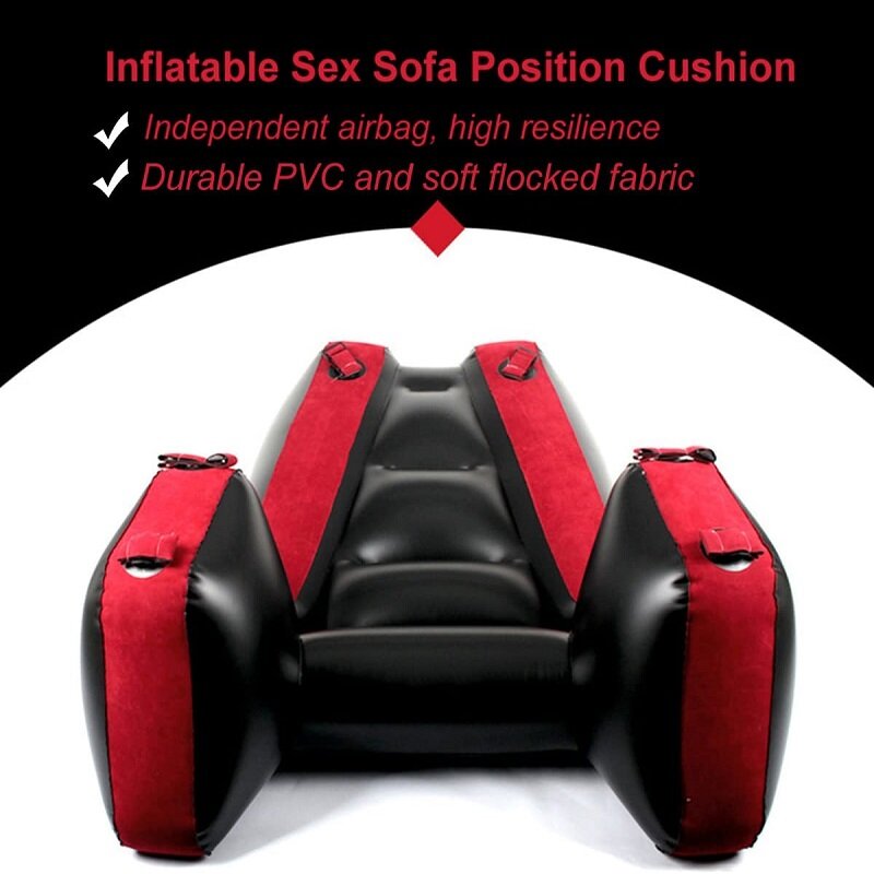BDSM Sofa tiup perbudakan kaki terbuka, Sofa dengan Kit manset untuk pasangan posisi lebih dalam, kursi eksotis malam