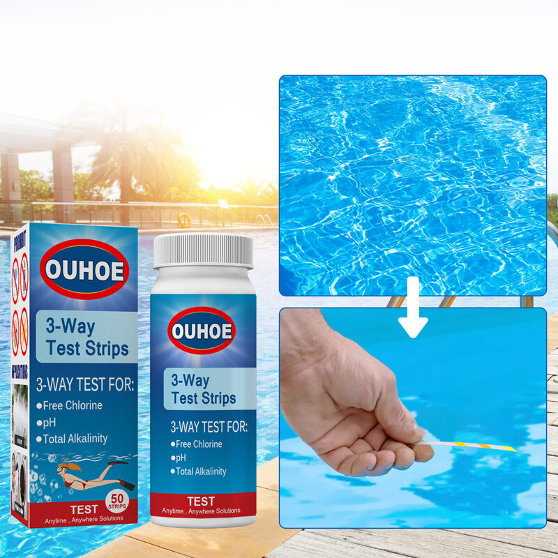 Swimming Pool Water Test Strips 3-In-1 Ph Tester Kit 50pcs Swimming Pool And Household Water Quality Tester Strips For Free