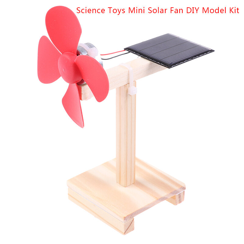 Mainan Sains kipas surya Mini DIY Kit Model, mainan pendidikan fisika siswa kayu