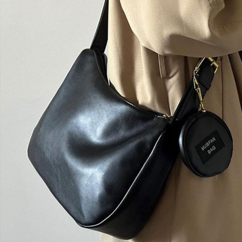 2024 PU Advanced Sense Tote Bag Fashionable Versatile MotherChild Bag Minimalist Large Capacity Commuting Crossbody Shoulder Bag