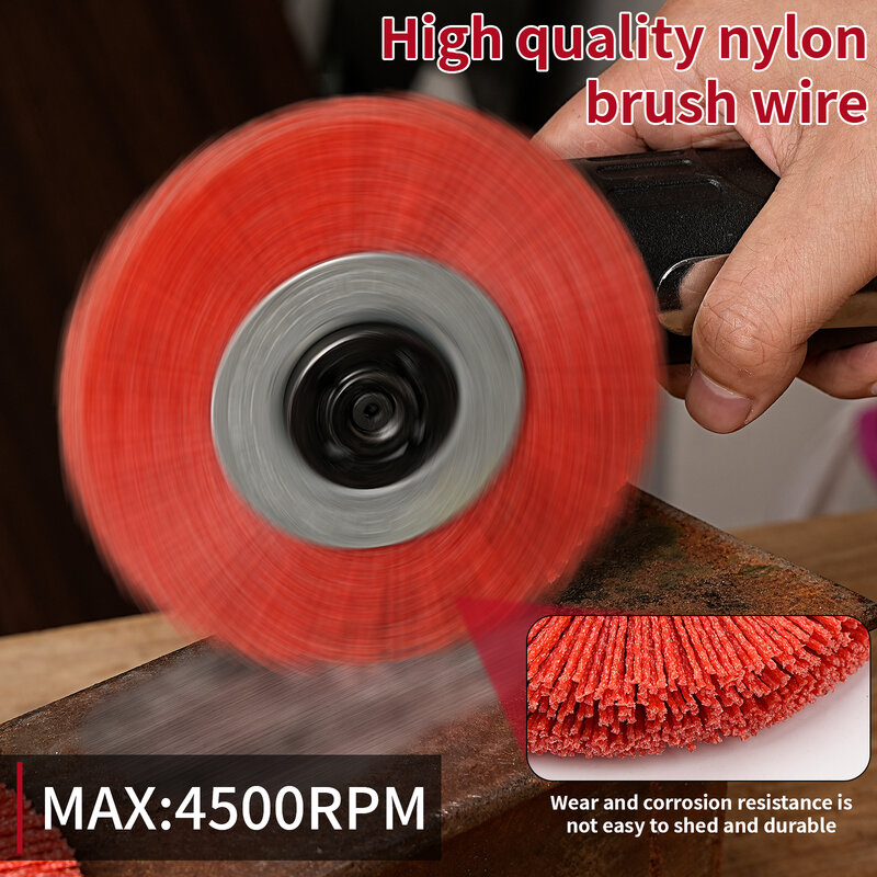 Nylon Roda Escova para Máquina de Corte, Fio Abrasivo, Moagem, Polimento, Bench Grinder, 125mm