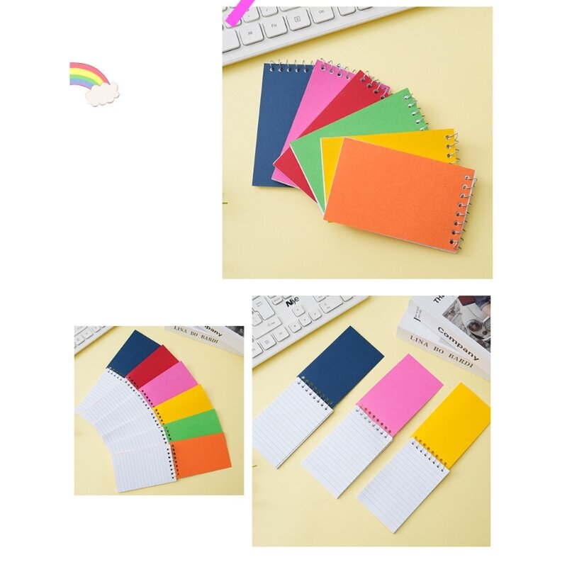 6 cuadernos bolsillo con alambre, cuadernos papelería para estudiantes