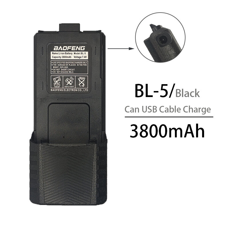 BAOFENG แบตเตอรี่วอล์กกี้ทอล์คกี้ UV-5R BL-5แบตเตอรี่1800/2600/3800mAh รองรับการชาร์จ USB สำหรับ UV5RA UV5R UV5RT F8 F8HP UV5RE +
