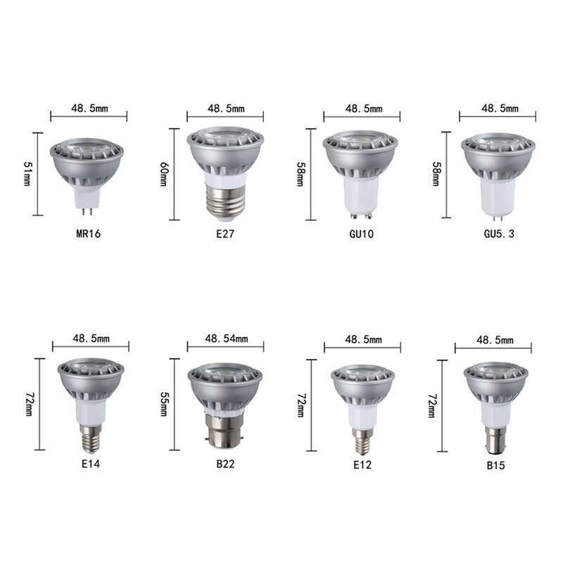 36 gradi angolo del fascio 5W LED COB faretti lampada E14 E12 E27 E12 GU10 MR16 GU5.3 AC 85-265V risparmio energetico sostituire lampada alogena