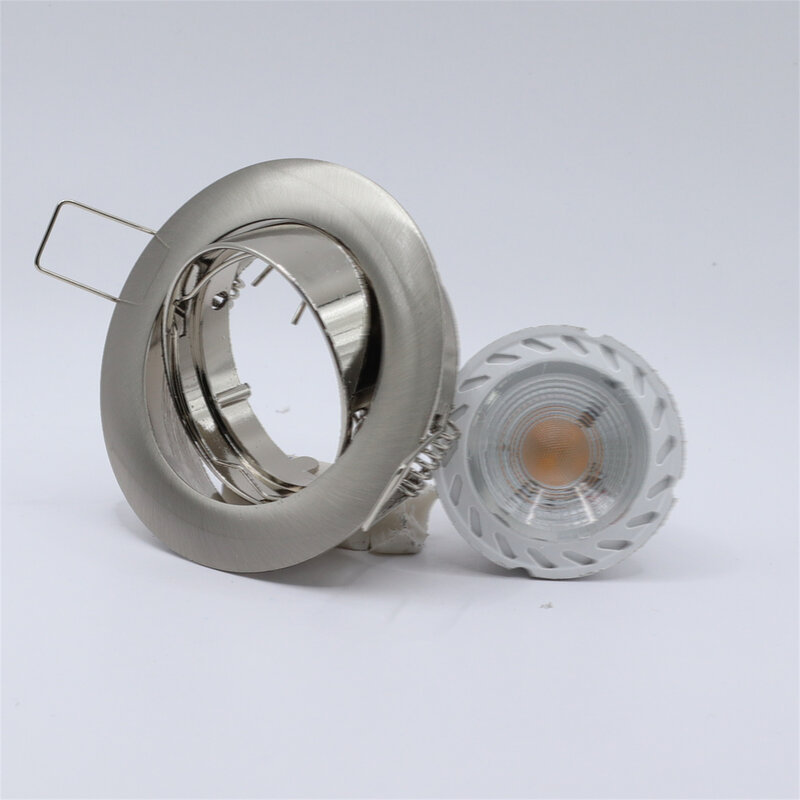 Nichel satinato corpo lampada in lega di zinco da incasso MR16 Standard GU10 e supporto GU5.3 faretto a LED foro tagliato 70mm alloggiamento Clip apparecchio