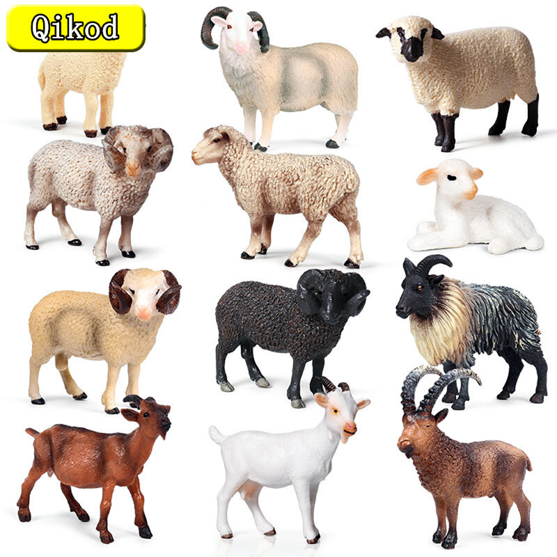 Figuras de acción de animales de aves de corral realistas, juguetes educativos de PVC, Cabra, Alpaca, cordero, antílope, Ranch