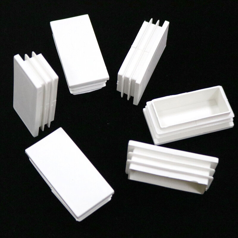 2/4/10pcs White Plastic Rectangle Blanking End Cap Tube Pipe Box Section Inserts Plug Bung 10x20-100x200mm Chair Leg Dust Cover
