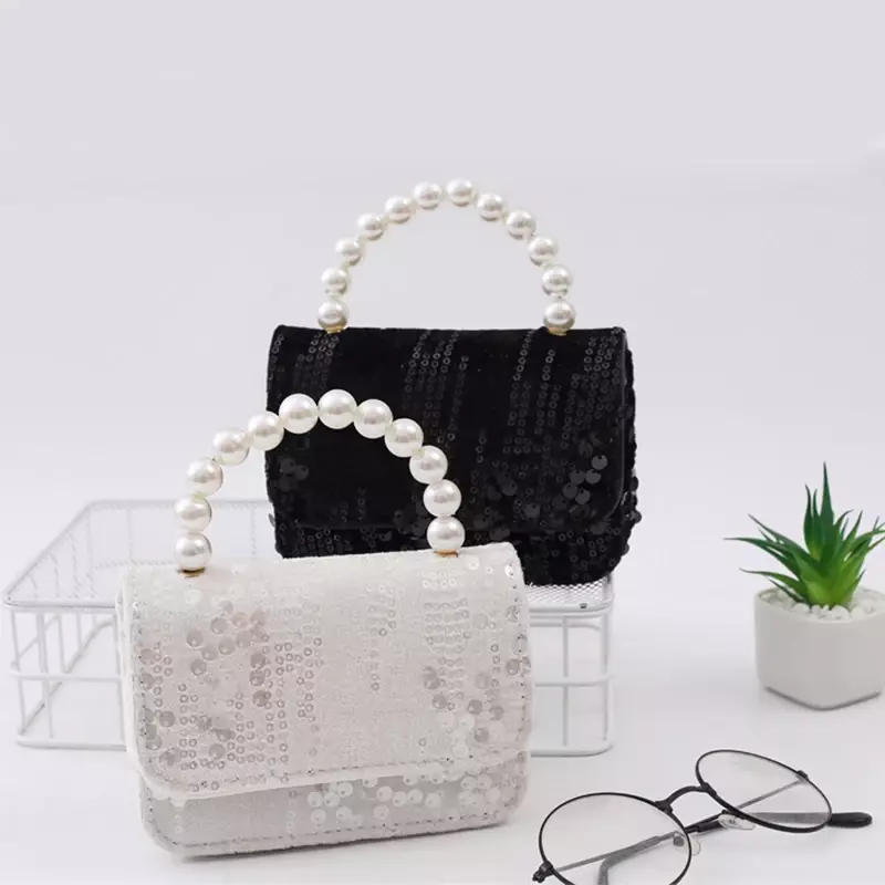 Fashion Children's Shoulder Bag Pearl Sequins Hot Selling Girl Baby Cute Zero Wallet Princess Bag Women's Handbag  mini bag