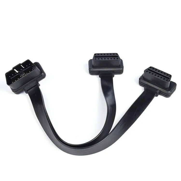Car Obd Extension Cord One Towing Two Elbow Flat Line Obd2 Extension Cable 0.3 M Female Y Splitter Elbow Obdii Connector