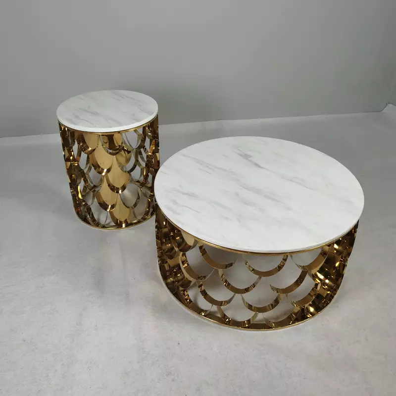 ChinaFurniture Manufacturing Factory tavolino da caffè moderno in marmo/vetro di lusso leggero con piedini in acciaio inossidabile