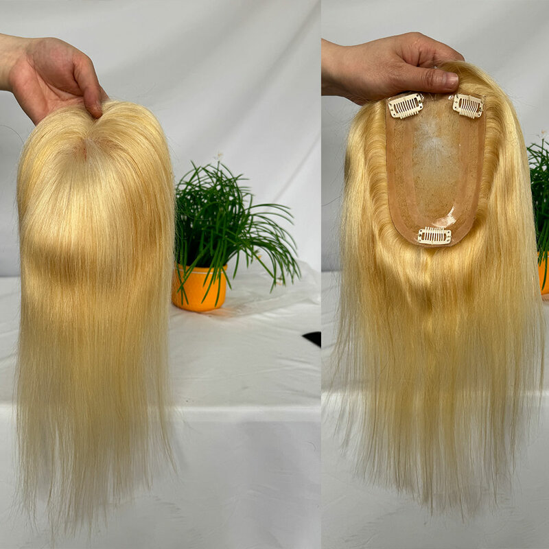Piezas de cabello con Clip para mujer, Base de tamaño 4x6 pulgadas, 12 pulgadas, cabello humano Real, sin flequillo, piezas de cabello superior, Color mixto