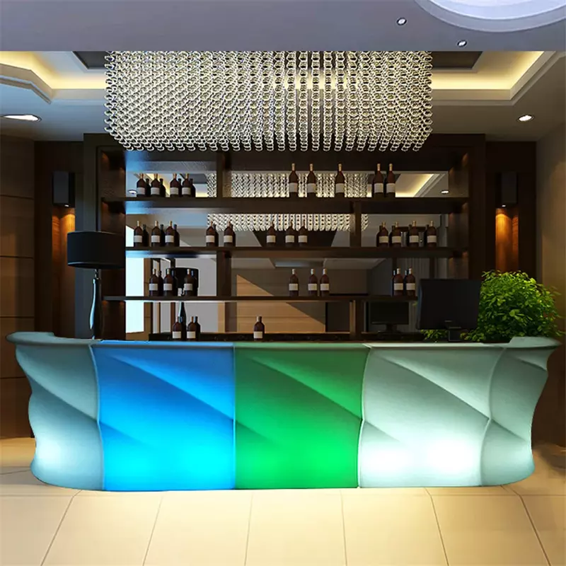 Wine Bar Cabinet LED Luminous Table Front Desk Liquor Cabinet Creative Lighting Furniture Round High Club KTV Disco Supplies