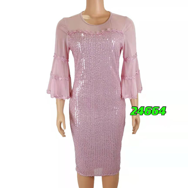 Sexy Mesh Splicing Sequin Dress Casual Dress European and American Women's New Explosive ML101Q33
