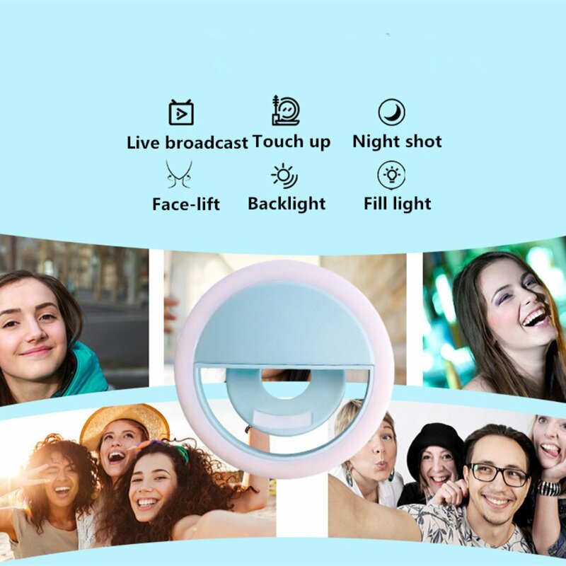 USB Led Selfie Ring Light Mobile Phone Lens Clip-on Selfie Light For Girls Makeup For iPhone Samsung Huawei Phone Selfie Light