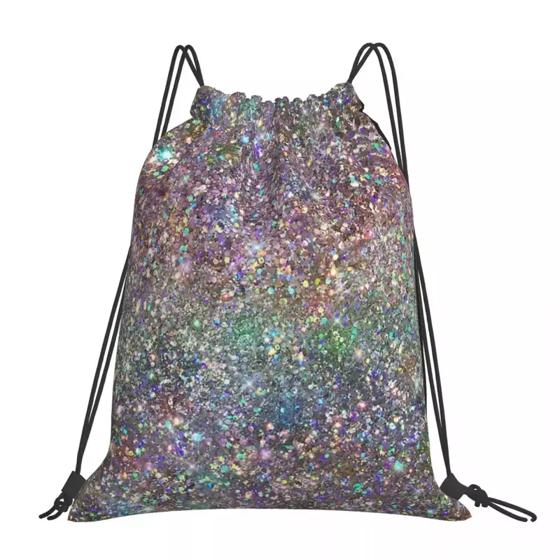 Regenbogen gemischt Glitter digitale Kunst nicht echte Glitzer Rucksack tragbare Kordel zug Taschen Aufbewahrung tasche Bücher taschen für die Reises chule