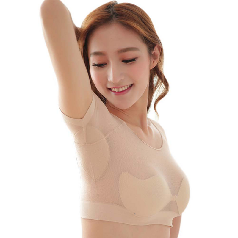 Breathable Womens Sports Womens Sports Bras Absorbent Short Sleeve Vest Armpit Care Shirt for Summer Yoga Sports
