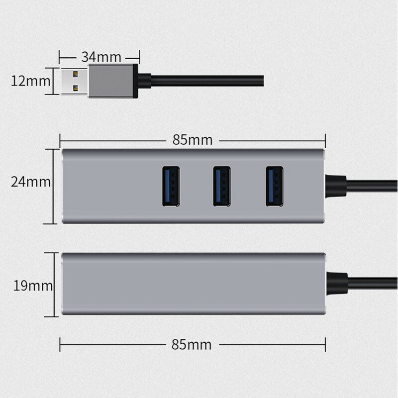 USB 3,0 Gigabit Ethernet LAN RJ45 1000 MBit/s Netzwerk adapter 4 Port Hub verkabelt externe Hochgeschwindigkeits-Aluminium legierung PC Mac Windows