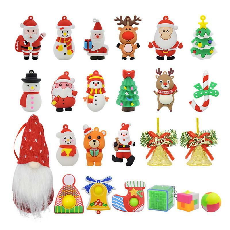 Mainan liontin gantungan kunci 24 hari kotak buta natal kalender kedatangan kejutan hadiah natal kalender kedatangan mainan sensorik