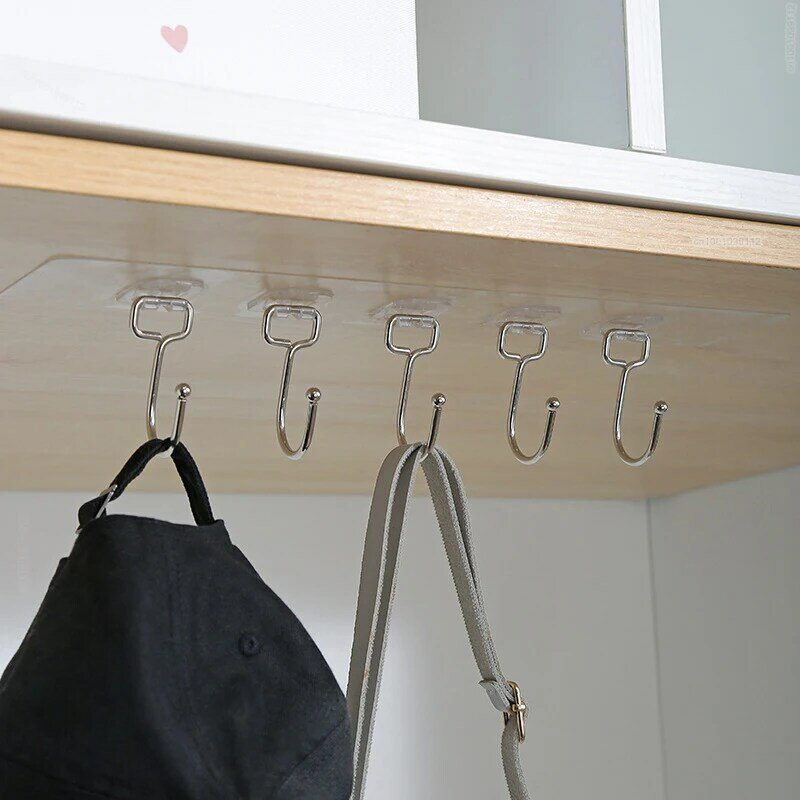 Gantungan Dinding Berperekat Kuat Gantungan Dinding Pintu Transparan untuk Tempat Kunci Pakaian Handuk Kait Penyimpanan Penyusun Kamar Mandi Dapur