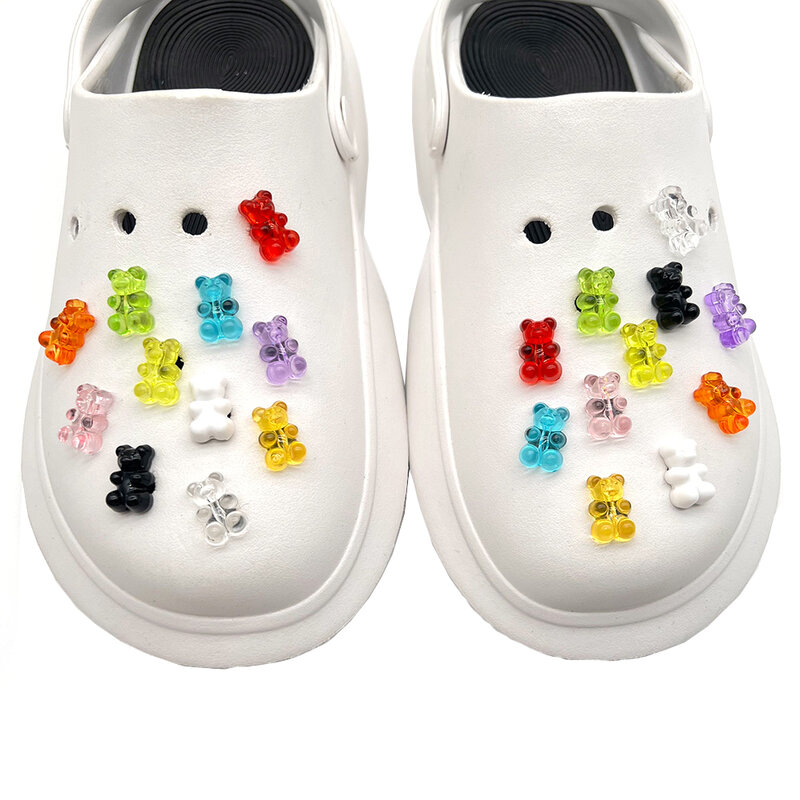 Bonito Urso de Cristal Sapato Botão Encantos, Fivela Acessórios para Pulseira, Croc, Jibz Decorações, Presentes para Crianças, 1-22Pcs