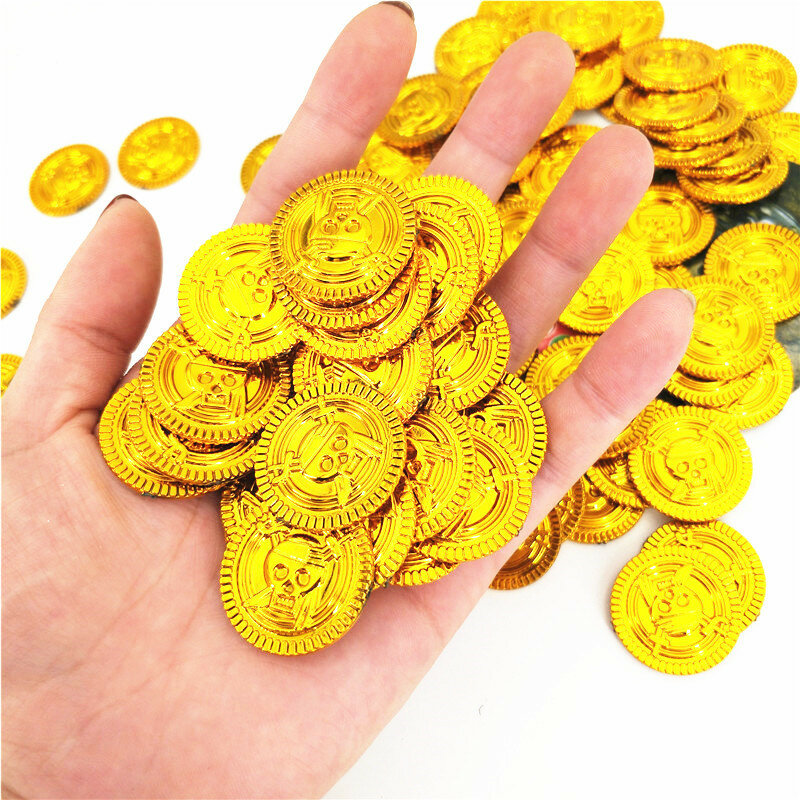 30Pcs Pirate Gold Coins Kid Birthday Party Decoration Gift Halloween Plastic Fake Gold Home Kid acrilico Crystal Gem Stone Toy