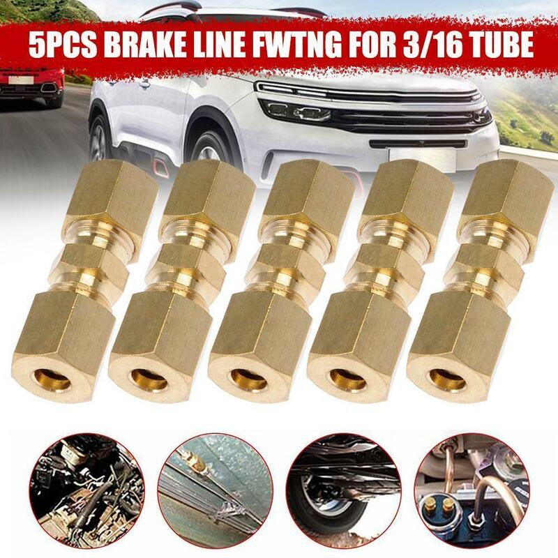 1Pcs 3/16" OD Hydraulic Brake Lines Pipe 33 X 10mm Brass Brake Line Union Fittings Straight Reducer Compression Kits Connector