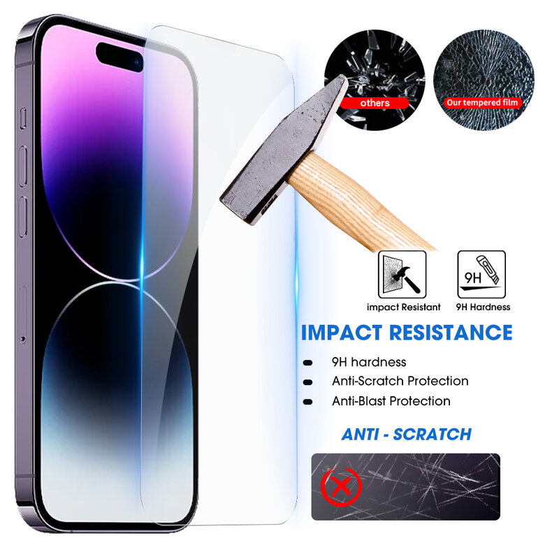 Tempered Glass Screen&Camera Lens Protector for IPhone 15 Pro Max 15 Plus Ultra HD 9H Hardness Anti- Scratch Protective Films