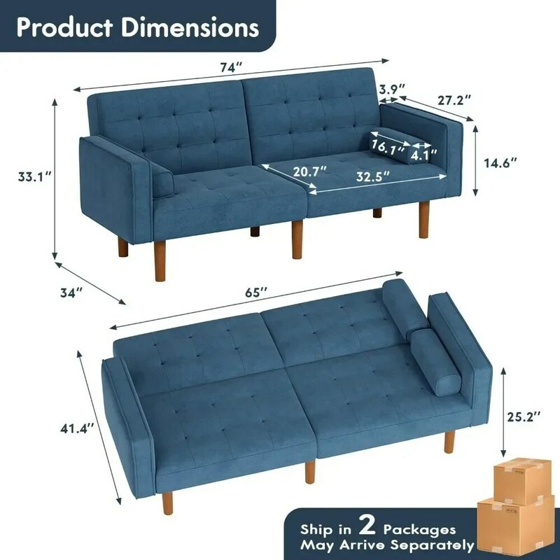 Диван-трансформер для гостиной, комбинация футона, диван-кровать с буфами, комфортная домашняя мебель из ткани