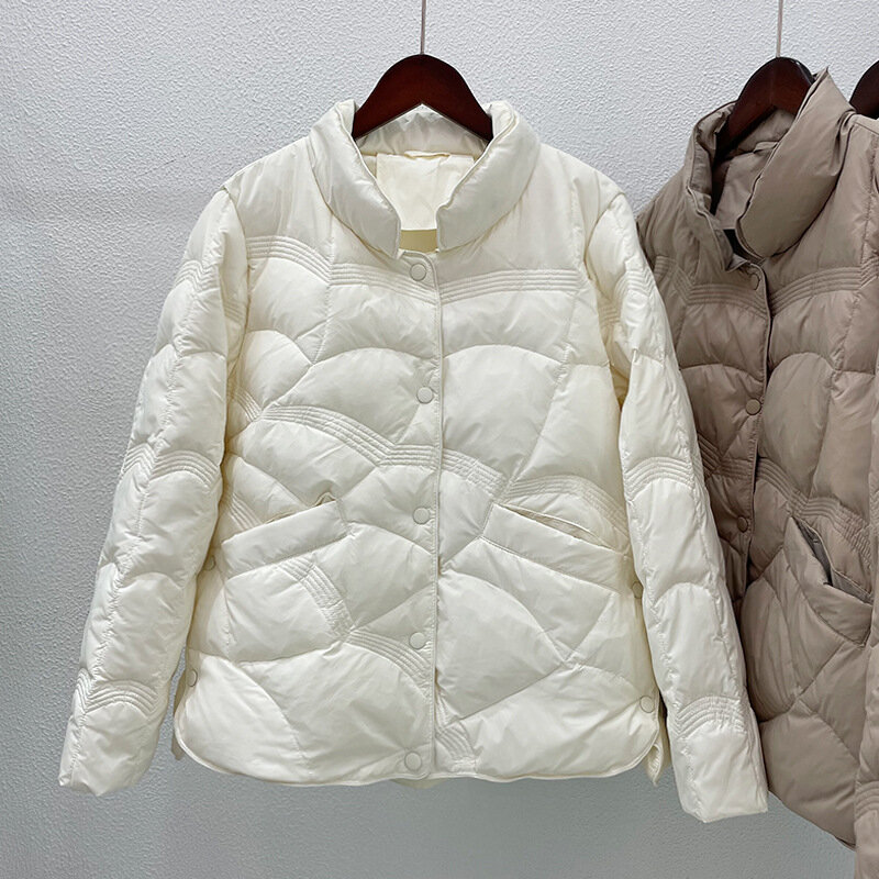 女性の白いダックダウンコート,特大の新しいファッショナブルな秋と冬のジャケット,3xlと4xl,2022