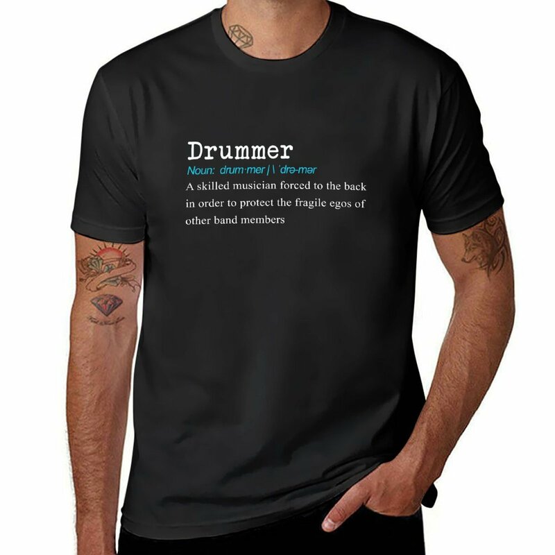 Camiseta divertida de algodón para hombre, ropa de verano, blusa de secado rápido, regalo de definición de baterista