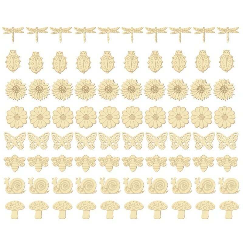 80 шт. необработанные деревянные вырезы бабочки деревянные ломтики цветок дерево без рисунка поделки из дерева