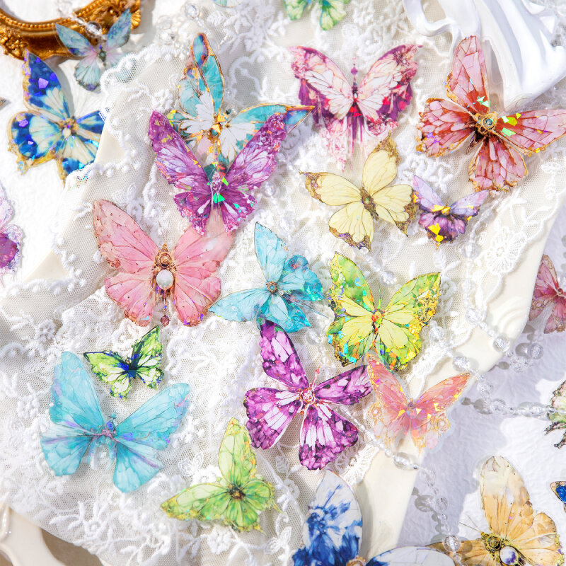 12PCS/LOT Gem Butterfly Garden series cute lovely decorative Adhesive PET sticker
