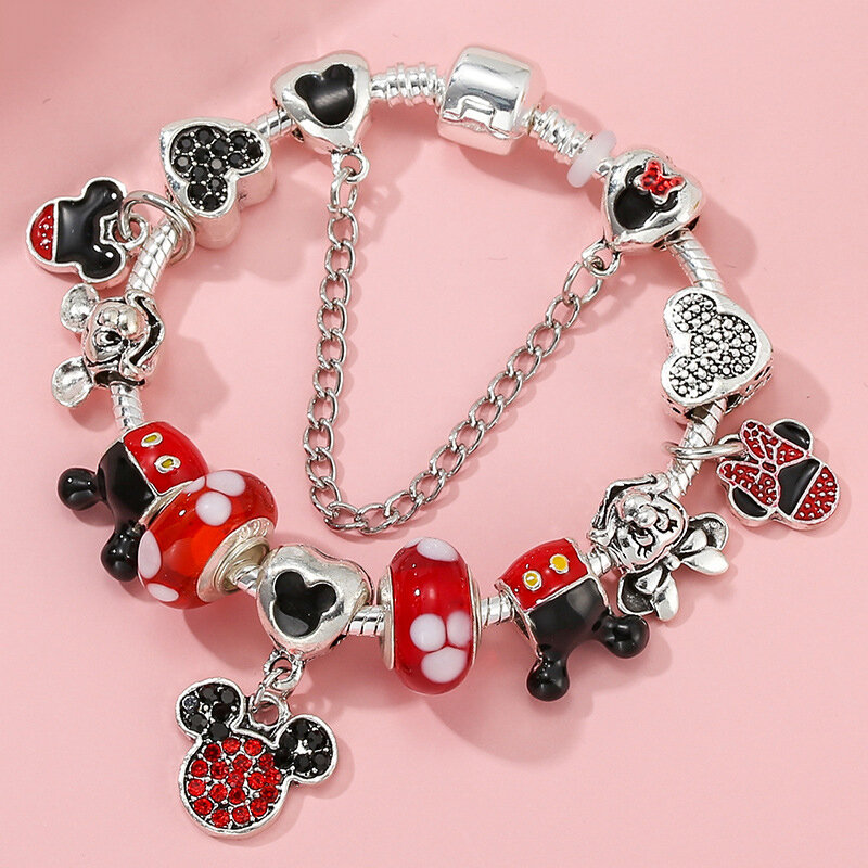 925 Silver Mickey Minnie Mouse Disney Charms Bead Pendant Fit  Bracelets & Bangles DIY Women Jewelry Accessories Gift