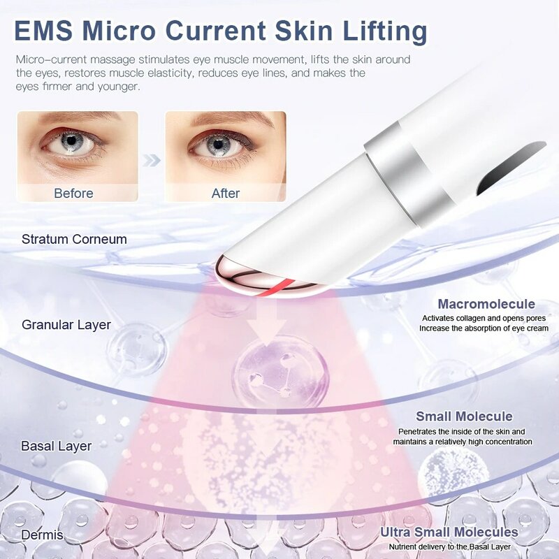 ANLAN Massageador ocular elétrico EMS Elevador de pele ocular microcorrente Remover olheiras Compressa quente de vibração 45℃ Massageador de beleza para os olhos