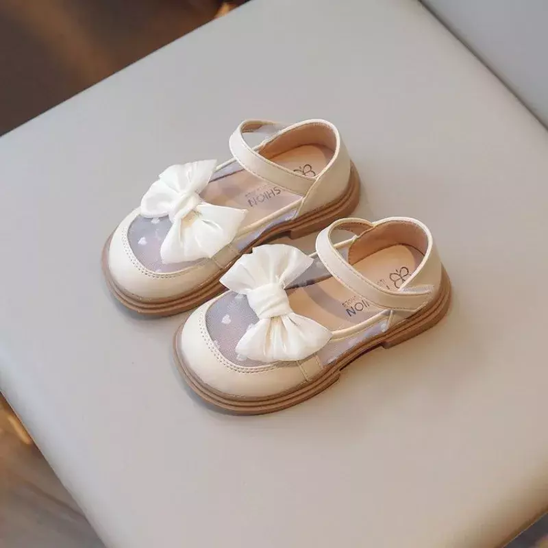 Туфли для принцессы для девочек, свадебные детские дышащие кружевные сетчатые туфли принцессы с бантом, детская обувь для выступлений