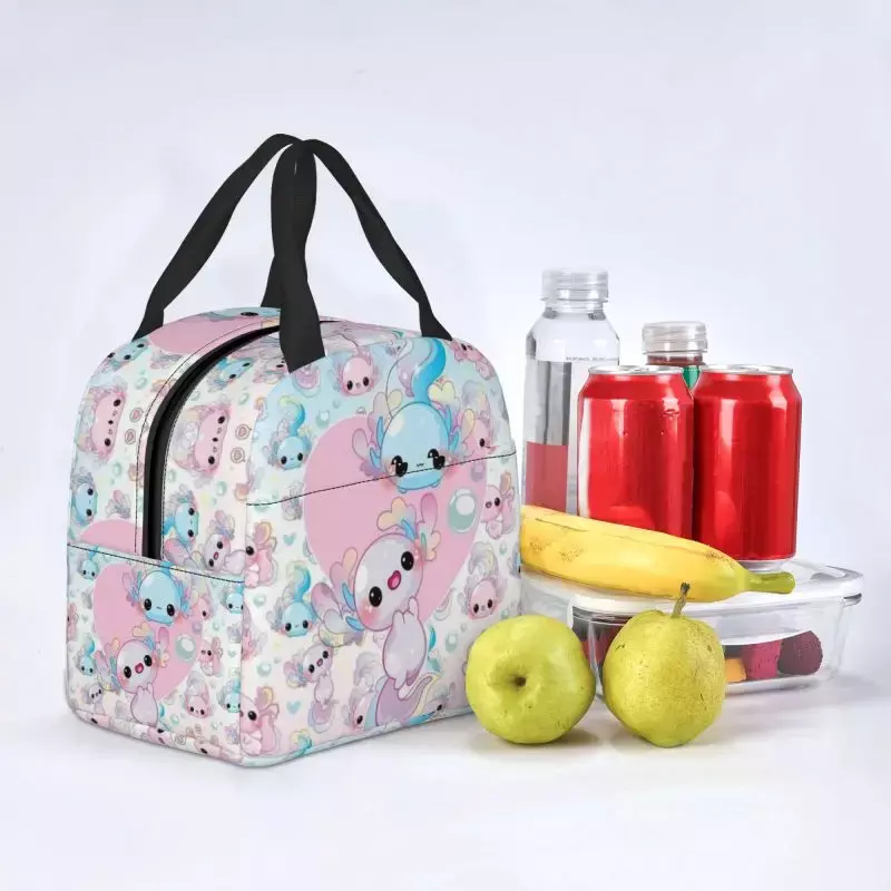 Outdoor Camping Travel Food Box Colorful Relaxolotl Axolotl Thermal Insulated Lunch Bag Women Animal Portable Lunch Tote
