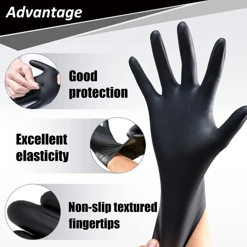 Alta quality20/50/100 unids guantes de nitrilo desechables guantes de cocina de calidad alimentaria guantes de nitrilo gruesos guantes de látex en polvo