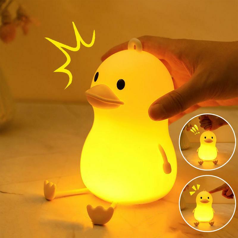 LED lampka nocna słodka kaczka kreskówka silikonowa lampka nocna USB do ponownego ładowania z czujnikiem dotykowym lampka nocna do sypialni rozrządu dla prezent dla dzieci