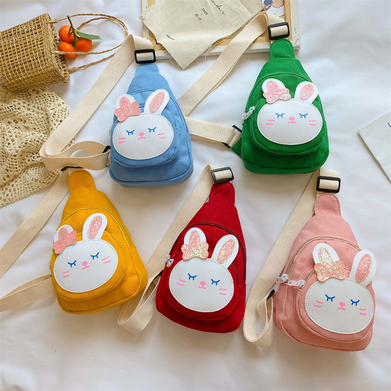 Süße kleine Kaninchen Umhängetasche Mädchen Mini Kaninchen Leinwand Tasche neue Brusttasche Kinder Brieftasche große Kapazität Hüft tasche Einkaufstasche