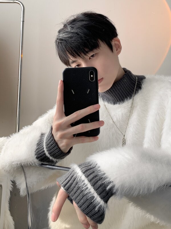 New Sweater Mens Cashmere Knitwear High End Luxury Thick Warm Men Pullover Pull Homme Fashion Casual Harajuku Sweaters