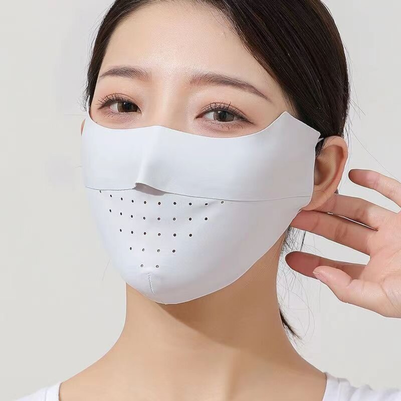 Mascarilla facial transpirable de secado rápido, antipolvo, Anti-UV, protección solar, seda de hielo